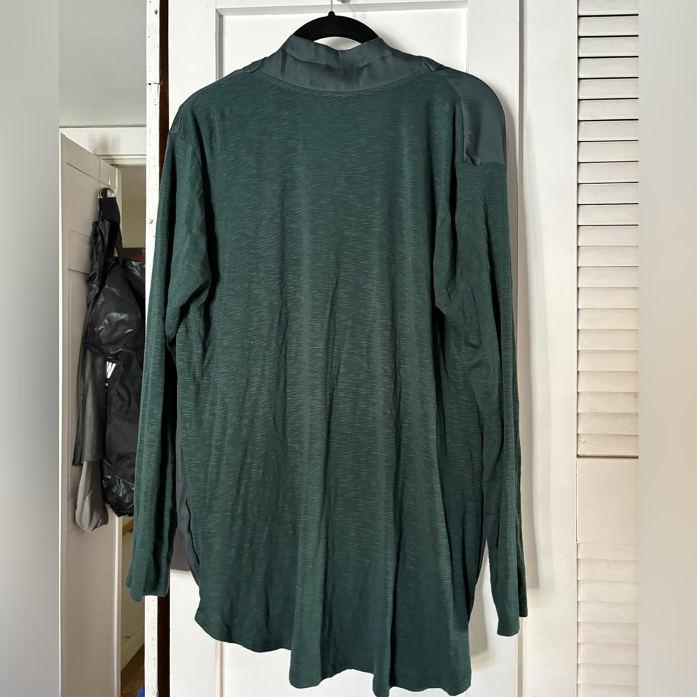 Anthropologie Dolan satin wrap blouse evergreen - Picture 2 of 5